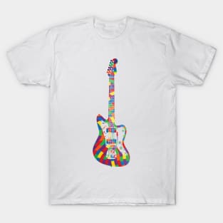 Offset Body Style Electric Guitar Colorful Texture T-Shirt